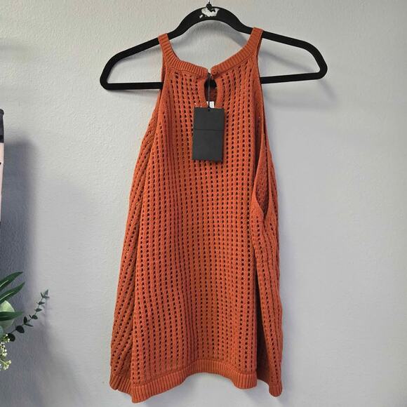 Halogen Open Knit Halter Sweater Tank Rust Orange XXL NWT - Picture 3 of 5